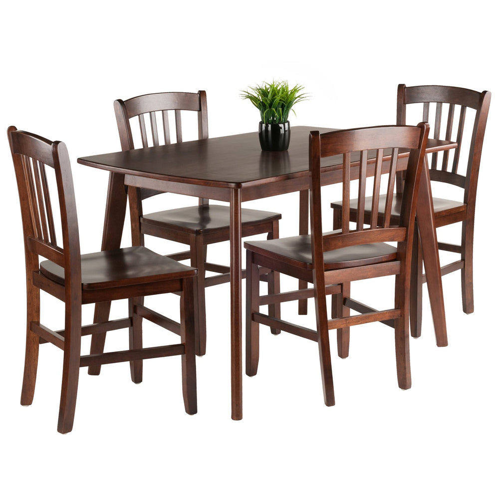 Winsome Wood Shaye 5-piece Dining Set With Slat Back Chairs - Elegant Walnut Finish & Contemporary Design Walnut Solid Wood 94582-winsome-wood