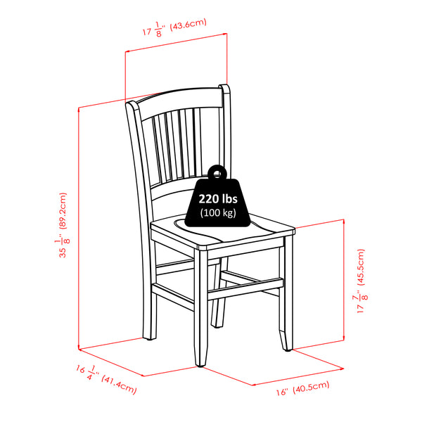 Winsome Wood Shaye 5-piece Dining Set With Slat Back Chairs - Elegant Walnut Finish & Contemporary Design Walnut Solid Wood 94582-winsome-wood