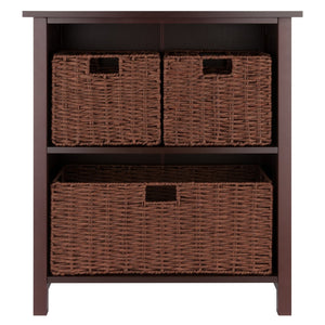 Winsome Wood Milan 4-piece Walnut Storage Shelf With 3 Stylish Foldable Baskets For Organized Living Spaces Walnut Solid ,Composite Wood 94583-winsome-wood