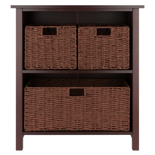 Winsome Wood Milan 4-piece Walnut Storage Shelf With 3 Stylish Foldable Baskets For Organized Living Spaces Walnut Solid ,Composite Wood 94583-winsome-wood