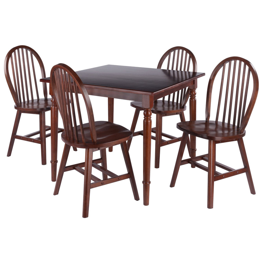 Winsome Wood Mornay 5-piece Dining Set: Cozy Walnut Table & Windsor Chairs For Farmhouse Style Family Meals Walnut Solid Wood 94587-winsome-wood
