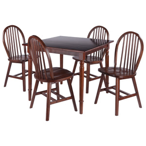 Winsome Wood Mornay 5-piece Dining Set: Cozy Walnut Table & Windsor Chairs For Farmhouse Style Family Meals Walnut Solid Wood 94587-winsome-wood