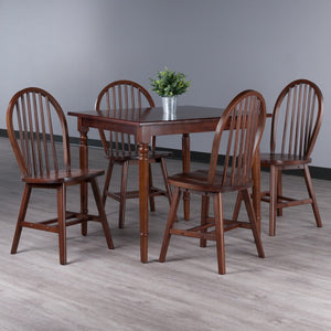 Winsome Wood Mornay 5-piece Dining Set: Cozy Walnut Table & Windsor Chairs For Farmhouse Style Family Meals Walnut Solid Wood 94587-winsome-wood