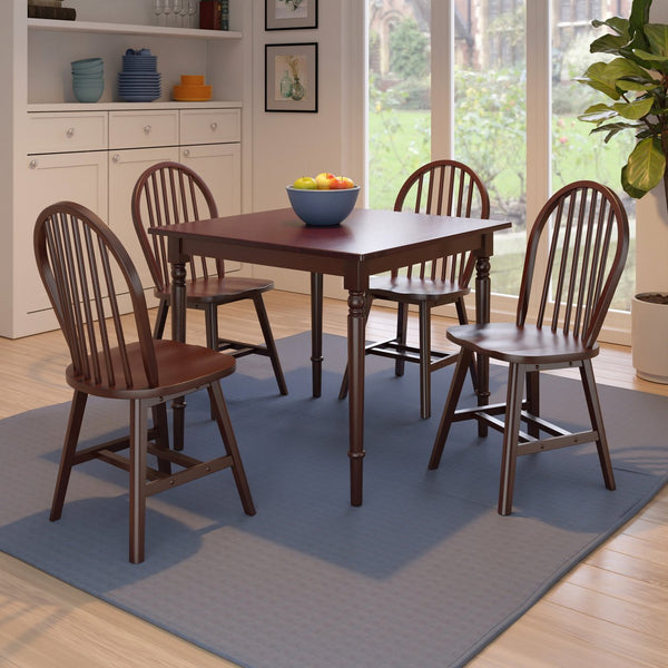 Winsome Wood Mornay 5-piece Dining Set: Cozy Walnut Table & Windsor Chairs For Farmhouse Style Family Meals Walnut Solid Wood 94587-winsome-wood