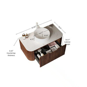 English Elm Dina Floating Bathroom Vanity Sintered Stone Top Glass Basin Striped Plywood Cabinet W2615S00412