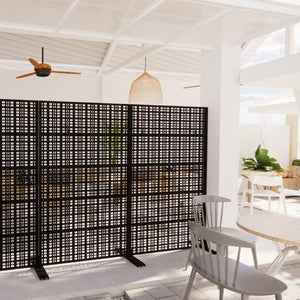 English Elm Metal Grid Privacy Screen Freestanding Powder Coated Divider for Patio or Balcony W1586P455078