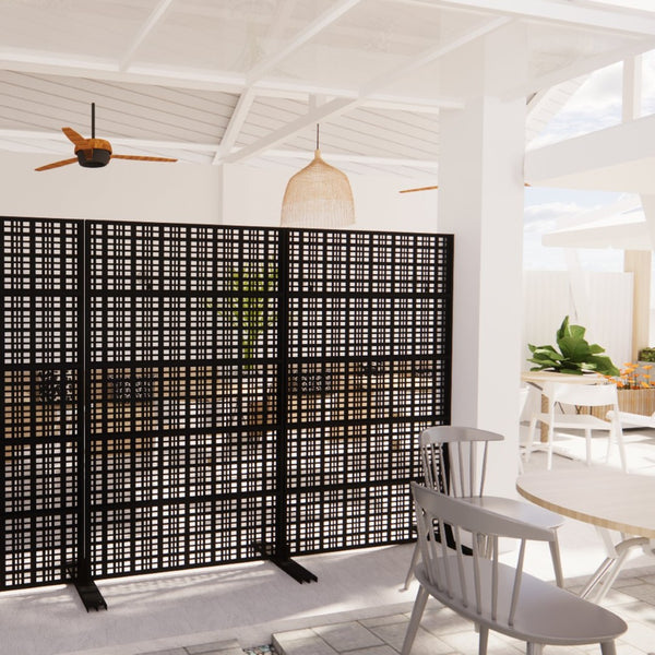 English Elm Metal Grid Privacy Screen Freestanding Powder Coated Divider for Patio or Balcony W1586P455078