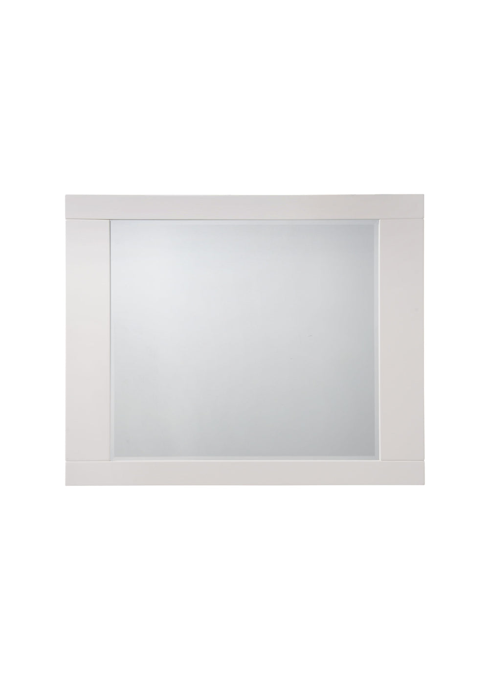 English Elm Naima White High Gloss Mirror with Beveled Edge 35x31" Rubberwood Frame Durable Stylish Reflective Interior B2726P261855
