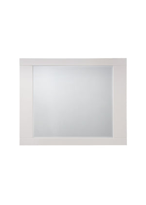 English Elm Naima White High Gloss Mirror with Beveled Edge 35x31" Rubberwood Frame Durable Stylish Reflective Interior B2726P261855