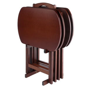 Winsome Wood Corbett 5-piece Oversize Snack Table Set - Stylish Walnut Finish, Easy Assembly & Compact Storage Walnut Solid ,Composite Wood 94594-winsome-wood