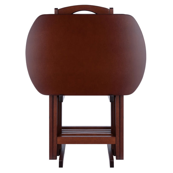 Winsome Wood Corbett 5-piece Oversize Snack Table Set - Stylish Walnut Finish, Easy Assembly & Compact Storage Walnut Solid ,Composite Wood 94594-winsome-wood