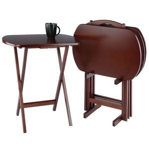 Winsome Wood Corbett 5-piece Oversize Snack Table Set - Stylish Walnut Finish, Easy Assembly & Compact Storage Walnut Solid ,Composite Wood 94594-winsome-wood