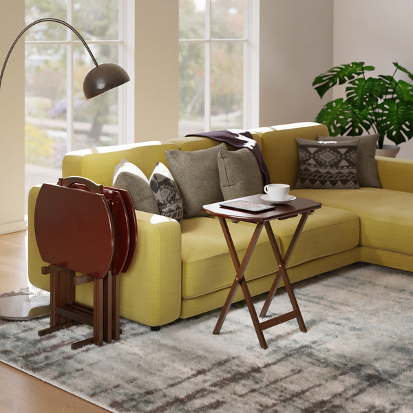 Winsome Wood Corbett 5-piece Oversize Snack Table Set - Stylish Walnut Finish, Easy Assembly & Compact Storage Walnut Solid ,Composite Wood 94594-winsome-wood