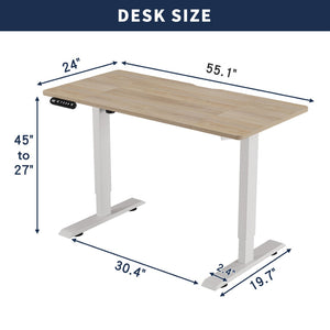 English Elm 55"×24" Electric Sit Stand Desk Steel Frame with Memory Presets and Usb-c Charging Port Oak W614P376317