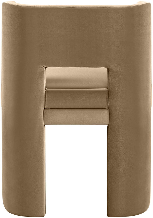 Meridian Furniture Zuno Sculptural Velvet Upholstered Dining Chair with Solid Wood Frame for Modern Interiors Beige 945Beige-C