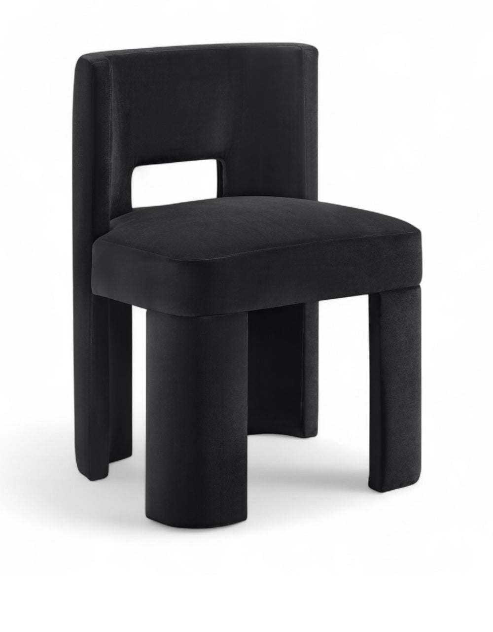 Meridian Furniture Zuno Sculptural Velvet Upholstered Dining Chair with Solid Wood Frame for Modern Interiors Black 945Black-C