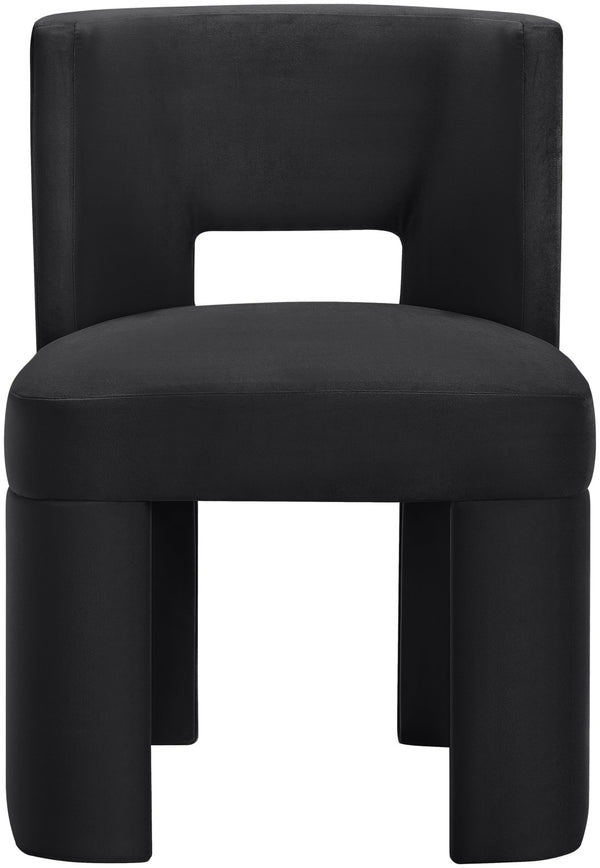 Meridian Furniture Zuno Sculptural Velvet Upholstered Dining Chair with Solid Wood Frame for Modern Interiors Black 945Black-C