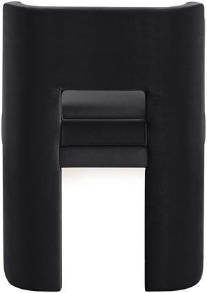 Meridian Furniture Zuno Sculptural Velvet Upholstered Dining Chair with Solid Wood Frame for Modern Interiors Black 945Black-C