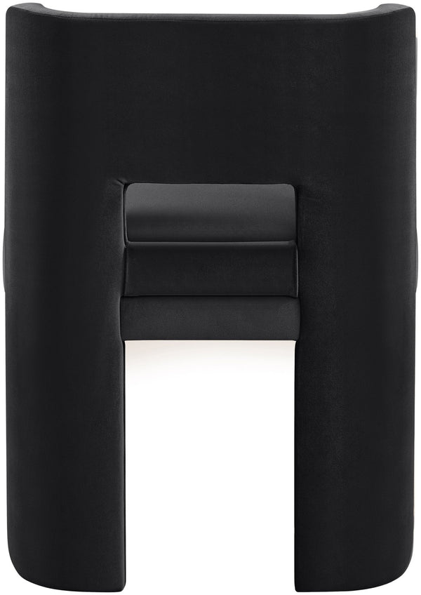 Meridian Furniture Zuno Sculptural Velvet Upholstered Dining Chair with Solid Wood Frame for Modern Interiors Black 945Black-C