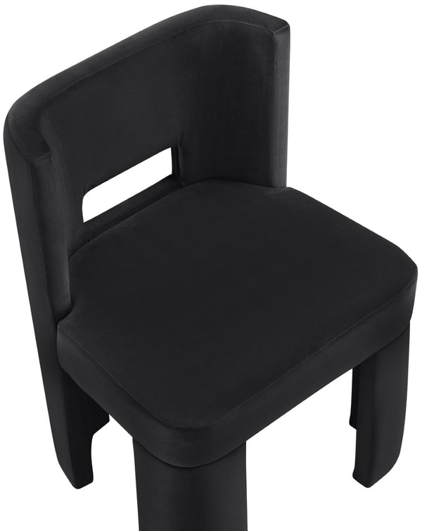 Meridian Furniture Zuno Sculptural Velvet Upholstered Dining Chair with Solid Wood Frame for Modern Interiors Black 945Black-C