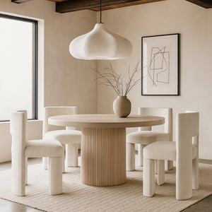 Meridian Furniture Zuno Sculptural Velvet Upholstered Dining Chair with Solid Wood Frame for Modern Interiors Cream 945Cream-C