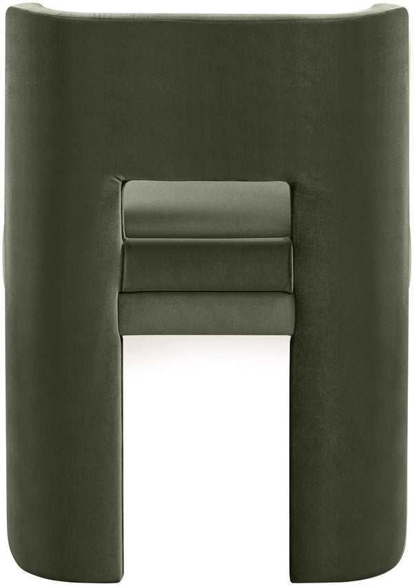 Meridian Furniture Zuno Sculptural Velvet Upholstered Dining Chair with Solid Wood Frame for Modern Interiors Green 945Green-C