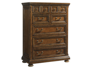 Lexington Ellington Drawer Chest - Embrace Casual Elegance With Rustic Cherry, Antique Brass Pulls, 7 Drawers Bedford  945-307