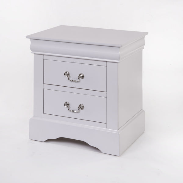 English Elm Louis Louis Philippe III Nightstand with 2 Drawers, Brushed Nickel Handles, Modern Minimalist Design White 27 L x 18 W x 23 H B2726P261215
