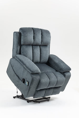 English Elm Oversized Power Lift Recliner with Heat Massage Lay Flat Design and Usb Charging Port Blue-Green W547S00079
