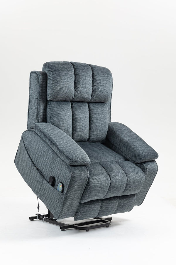 English Elm Oversized Power Lift Recliner with Heat Massage Lay Flat Design and Usb Charging Port Blue-Green W547S00079