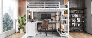 English Elm Metal Twin Xl Loft Bed with L Shaped Desk Wardrobe and Storage for Teens W1580S00368