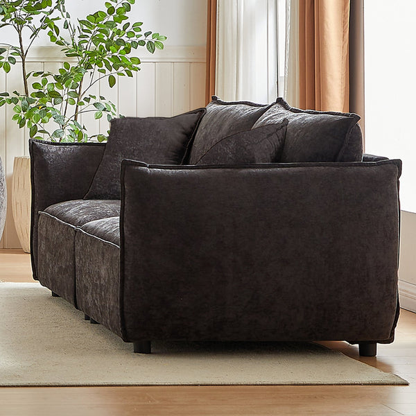 English Elm MH88" Convertible sleeper sofa with chenille upholstery, plush padded seats, rolled arms, 2 pillows Black W1193S00106