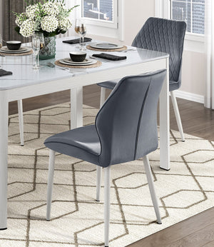 English Elm Modern Velvet Side Chairs Set of 2 — Upholstered Comfort, White Metal Legs, Sleek Dining Accent Piece Dark Gray 26.5 L x 23 W x 20.75 H B011P284952