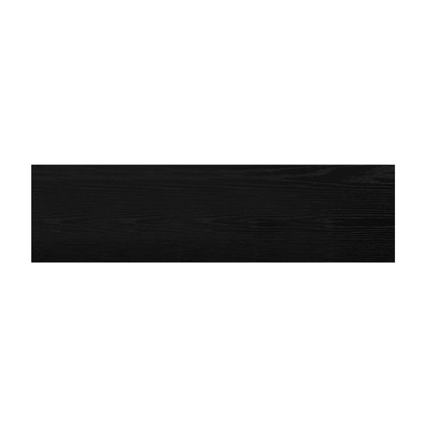 English Elm U_style Striped Four Door Sideboard Mdf Buffet Cabinet with Adjustable Shelves for Dining Black N711P345170B