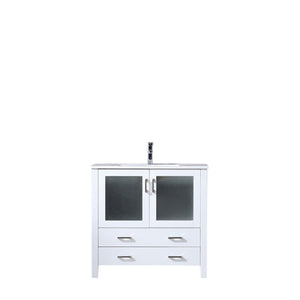 English Elm White 36 in. Bath Vanity with White Ceramic Top, Soft-Close Drawers, Cabinet Storage & Chrome Faucet B2731P260515