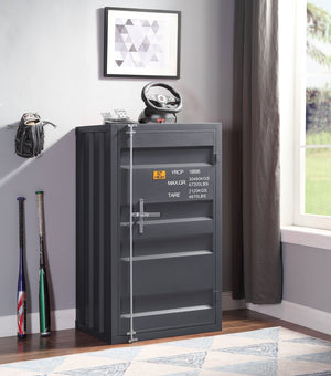 English Elm Gunmetal Industrial 1-Door Chest with Container-Lock Style Panels, 5 Compartments & 4 Shelves for Rugged Secure Storage (48" H x 28" W x 22" D) B062P209021