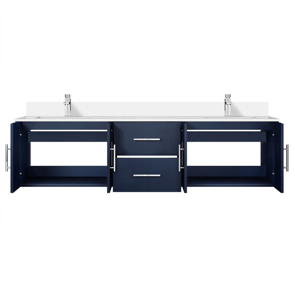 English Elm Navy Blue 72 Inch Double Bathroom Vanity with Quartz Top and Soft Close Storage B2731P258703