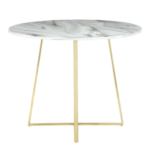 English Elm Cosmo Round Marble Dining Table With Gold Geometric Base – Glamorous Style For Chic Spaces B202S01108