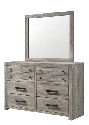 English Elm 1pc Rustic Charm Weathered Finish Metal Handle Five-Drawer Tall Chest Bedroom Storage Tower with Sleek Modern Lines and Easy Assembly Gray 62.2 L x 19.3 W x 40 H B2741P354506