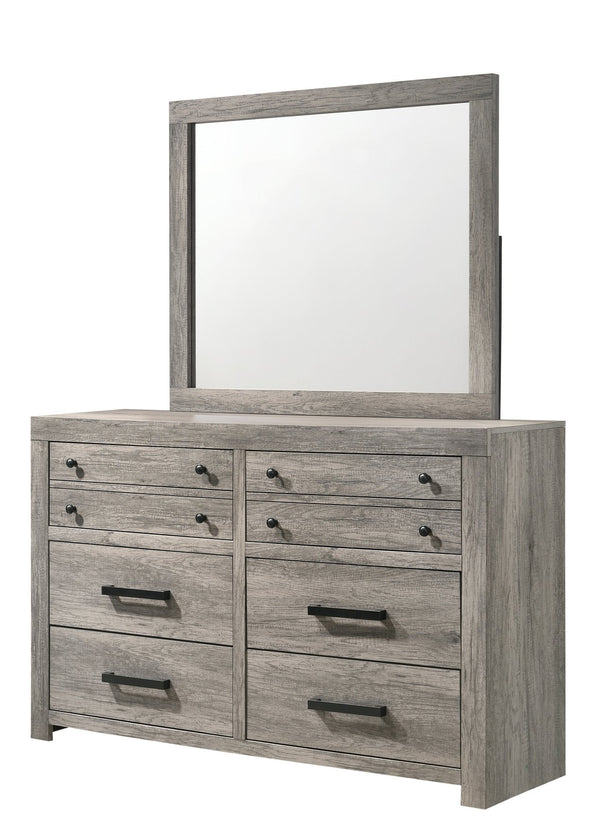 English Elm 1pc Rustic Charm Weathered Finish Metal Handle Five-Drawer Tall Chest Bedroom Storage Tower with Sleek Modern Lines and Easy Assembly Gray 62.2 L x 19.3 W x 40 H B2741P354506