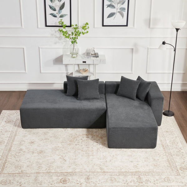 English Elm 101-inch Corduroy L-shaped Sectional Sofa Deep Seat Modular Lounge for Living Room W3480S00003