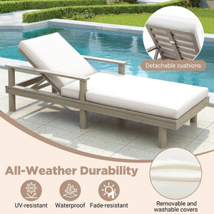 English Elm Trexm Acacia Wood Outdoor Chaise Lounge Recliner with Thick Cushions for Patio Pool Beige,Gray N715P423341E