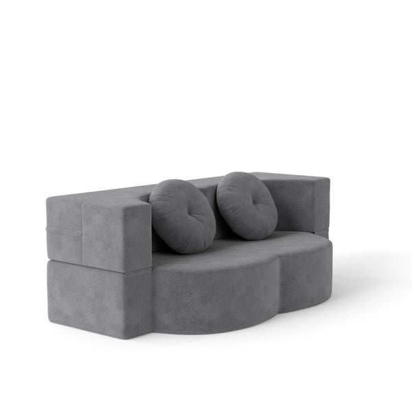 English Elm Modern Corduroy Folding Floor Sofa Sleeper with Foam Fill for Studio Bedroom Guests Antique Gray W2353P379625