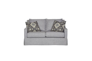 English Elm Loveseat In Elegant Light Gray With Reversible Cushions, Tailored Skirt & 2 Accent Pillows B2699P225137