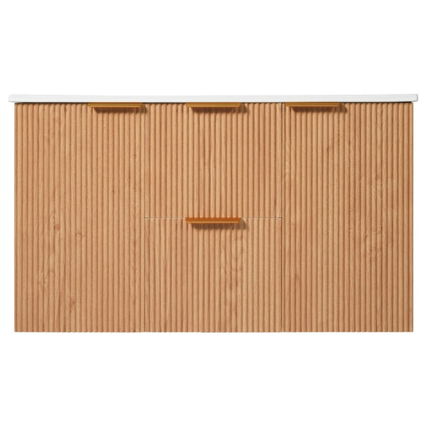 English Elm [video]36 Inch Floating Bathroom Vanity with Ceramic Sink Mdf Cabinet Soft Close N729P417256N