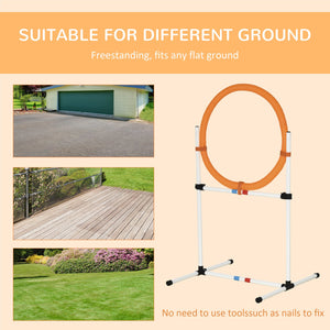 English Elm PawHut 2-in-1 Dog Agility Jumper Tire or Hurdle Bar with Carry Bag, Durable Plastic, Portable Training W2225P249934