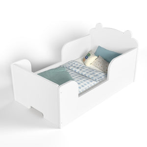 English Elm Toddler Bear Shaped Pine Floor Bed Low Profile Frame Safe Rounded Edges Kids Room White W1580P373252