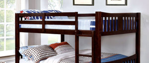 English Elm Transitional Full Over Full Bunk Bed - Solid Wood, Dark Walnut, Attached Ladder & Trundle Option! B2741S00352-GIGA