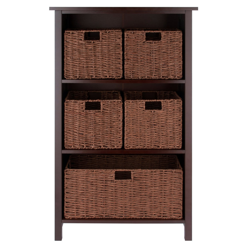 Winsome Wood Milan 6-piece Storage Shelf With 5 Stylish Foldable Baskets For Organized Living & Home Office Use Walnut Solid ,Composite Wood 94613-winsome-wood