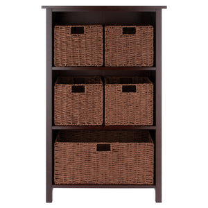 Winsome Wood Milan 6-piece Storage Shelf With 5 Stylish Foldable Baskets For Organized Living & Home Office Use Walnut Solid ,Composite Wood 94613-winsome-wood